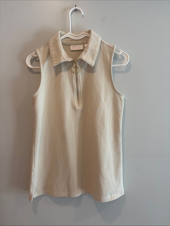 Belle by Kim Gravel Tops - Belle by Kim Gravel Sleeveless Zip Polo Tank in Cream ptp 17-18 length 25